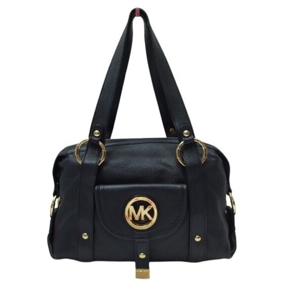 Michael Kors Fulton Black Pebbled Leather Double Handles Satchel Drs Bag Handbag - Picture 1 of 16